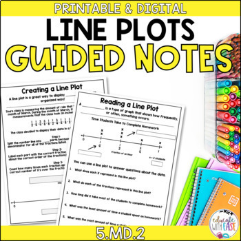 Preview of Line Plots 5.MD.2 GUIDED NOTES with GOOGLE SLIDES 
