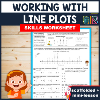Preview of INTERPRETING LINE PLOTS TO SOLVE WORD PROBLEMS: Practice Worksheet (4.MD.4)