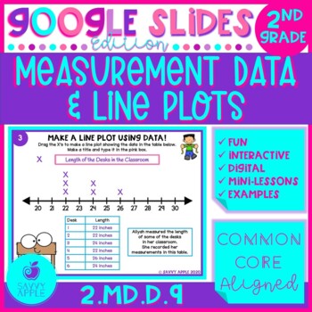 Preview of Line Plots and Measurement Data 2nd Grade Math Google Slides Distance Learning