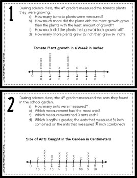 Line Plots with Fractions Comprehension Task Cards 4.MD.4 by Mrs E