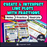 Line Plots with Fractions Guided Notes with Doodles | 5th 
