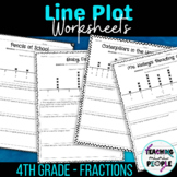 Line Plots with Fractions NO PREP Worksheets | 4.MD.4