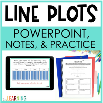 Preview of Line Plots with Fractions Slides Lesson with Notes and Google Slides™ Worksheets