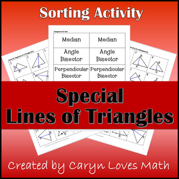 Preview of Special Line Segments of Triangle-Sorting Activity~Median~Altitude~Bisectors