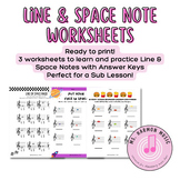 Line & Space Note Music Class Worksheets