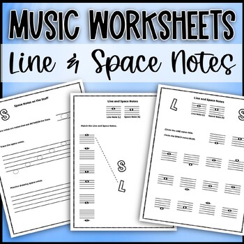 Preview of Line & Space Notes: Elementary Music Theory Worksheets for Music Class