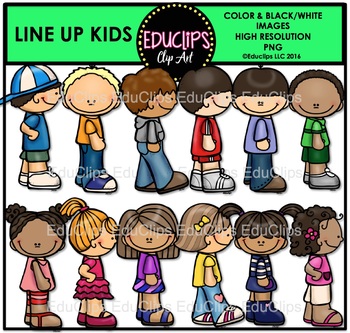 Preview of Line Up Kids Clip Art Bundle {Educlips Clipart}