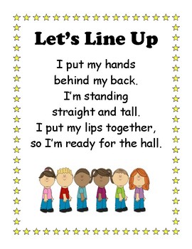 Line Up Poem and Sign by Jen Laratonda | Teachers Pay Teachers