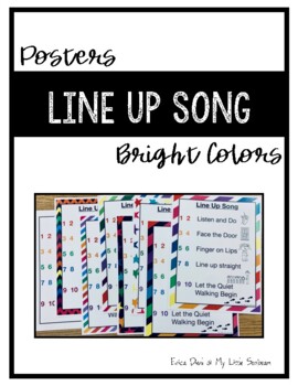 Preview of Line Up Song Posters, Bright Rainbow Colors, Back to School, Stripes and Stars