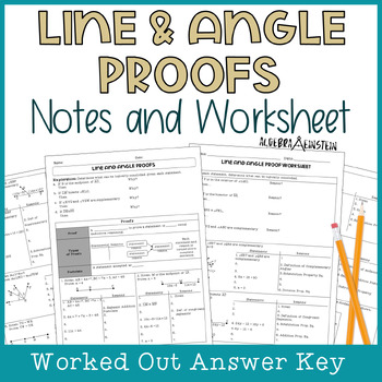 Preview of Line and Angle Proofs Notes and Worksheet
