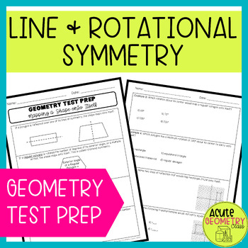 Preview of Line and Rotational Symmetry Worksheet - Geometry End of Year Review Test Prep