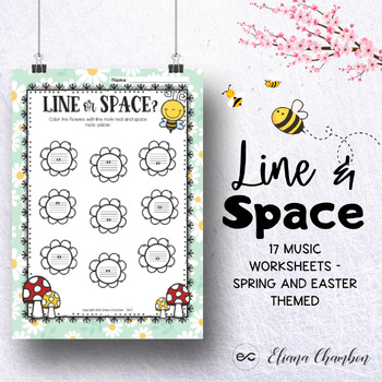 Preview of Line and Space for Spring and Easter - Music Theory Worksheet -