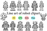 Line art of Robot Clipart