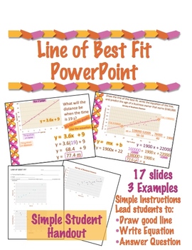 Preview of Line of Best Fit PowerPoint with Student Work Along Sheet