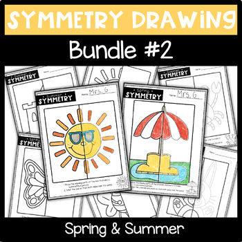 Preview of Line of Symmetry Activity | End of Year Math | Symmetry Math Centers| Bundle 2