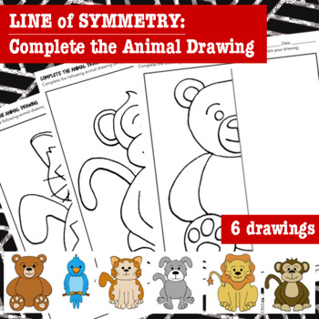 Preview of Line of Symmetry Activity: Complete the Animal Drawing