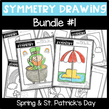 Preview of Line of Symmetry Activities| Symmetry Math Centers and Art Worksheets | Bundle 1
