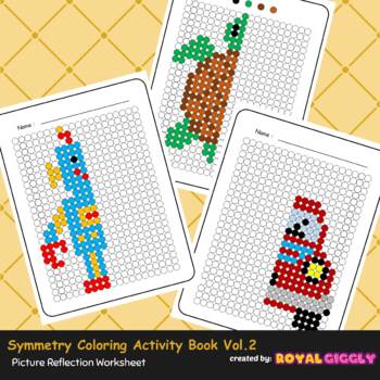 Preview of Line of Symmetry Coloring Activity | Digital Math Mosaic Art | Grid Patterns #2
