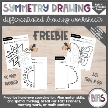 Preview of Line of Symmetry | Complete the Drawing | Differentiated Worksheets | FREEBIE