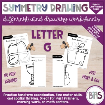 Preview of Line of Symmetry | Complete the Drawing | Differentiated Worksheets | Letter G