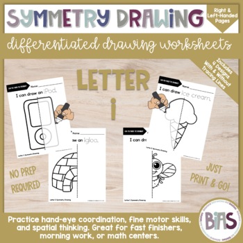 Preview of Line of Symmetry | Complete the Drawing | Differentiated Worksheets | Letter I