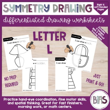 Preview of Line of Symmetry | Complete the Drawing | Differentiated Worksheets | Letter L
