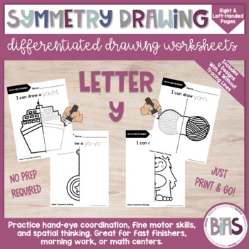 Preview of Line of Symmetry | Complete the Drawing | Differentiated Worksheets | Letter Y