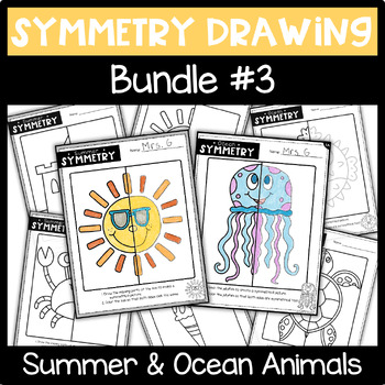 Preview of Line of Symmetry | Fun End of Year Math Activities | Summer Art Center| Bundle 3