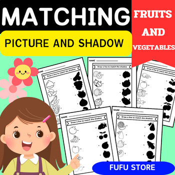 Preview of Draw a line matching shadows of pictures of fruits and vegetable