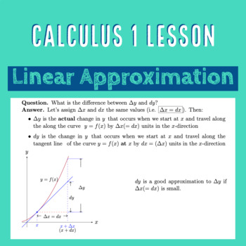 Preview of Linear Approximation (Linearization) & Differentials -Calculus 1 Lesson Notes