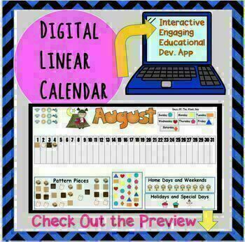 Preview of Linear Calendar / Digital Resource  / Back to School / Morning Meeting
