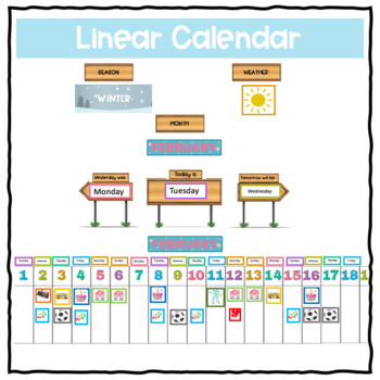 Preview of Linear Calendar-kindergarten-preschool