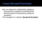 Linear Demand Functions Economics (10 slides, worked examp