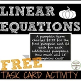 Linear Equation Activity Task Cards for Autumn FREE