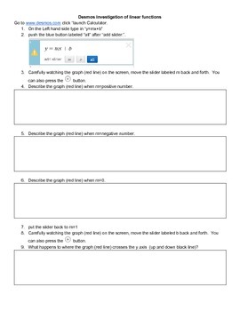 Preview of Linear Equation Desmos Activity