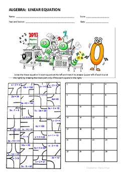 Preview of Linear Equation Fun Puzzle Activity
