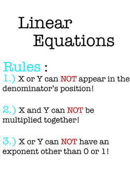 Preview of Linear Equation Rules