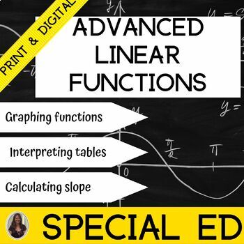 Preview of Linear Functions and Equations Algebra Unit for Special Education ADVANCED