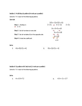 assignment of linear equations for class 10