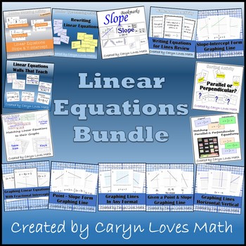 Preview of Linear Equations Bundle-18 Activities & Walls That Teach~Slope-Graphing-Parallel