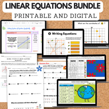 Preview of Systems & Linear Equations Bundle 8 Fun Activities to Get your Students Engaged