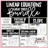 Algebra 1 Linear Equations Cheat Sheet Bundle