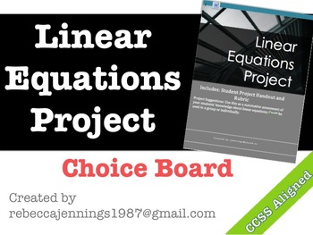 Preview of Linear Equations Choice Board Project