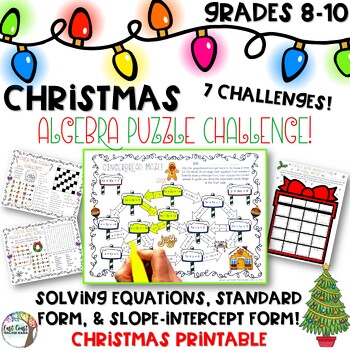 Preview of Linear Equations Christmas Algebra Activity