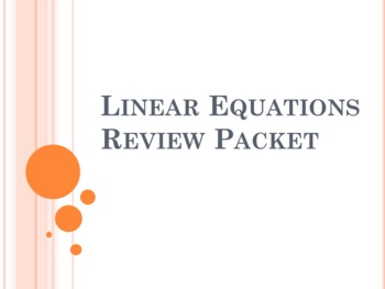 Preview of Linear Equations Detailed Review Packet