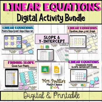 Preview of Linear Equations Digital Activity BUNDLE | Distance Learning