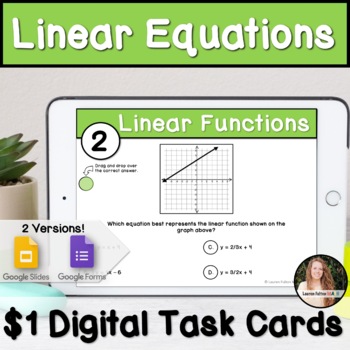 Preview of Linear Equations Digital Task Cards