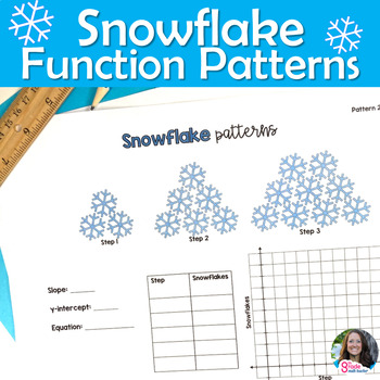 Preview of Linear Equations Functions Patterns Winter Snowflake Activity Print and Digital