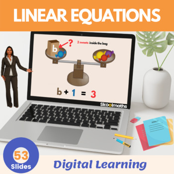 Preview of Linear Equations- Grade 6 Digital Math Lesson and Activities