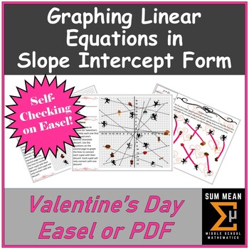 Preview of Linear Equations: Graphing in Slope-Intercept Form | Valentine's Day